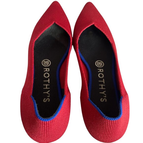 Rothy's The Point Red Flats Comfort Removable Insoles Washable Size 8 Women's - Picture 7 of 14